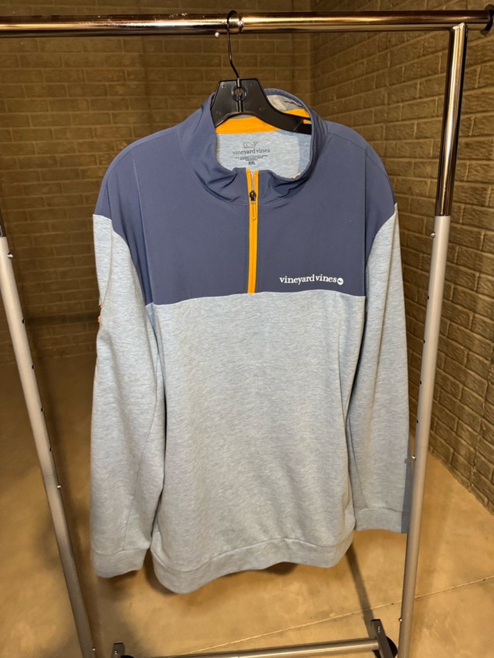 Vineyard Vines Light Blue & Orange Quarter-Zip Pullover